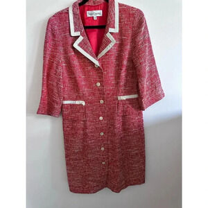 SARA CAMPBELL Women's Pink Long Sleeve Button Front Long Blazer Coat Size 12